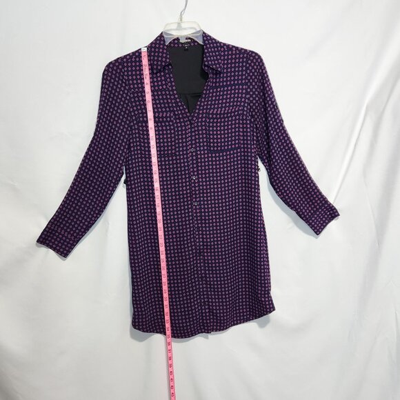 Express Printed Pattern Shirt Dress with Sash Size S - Picture 9 of 15